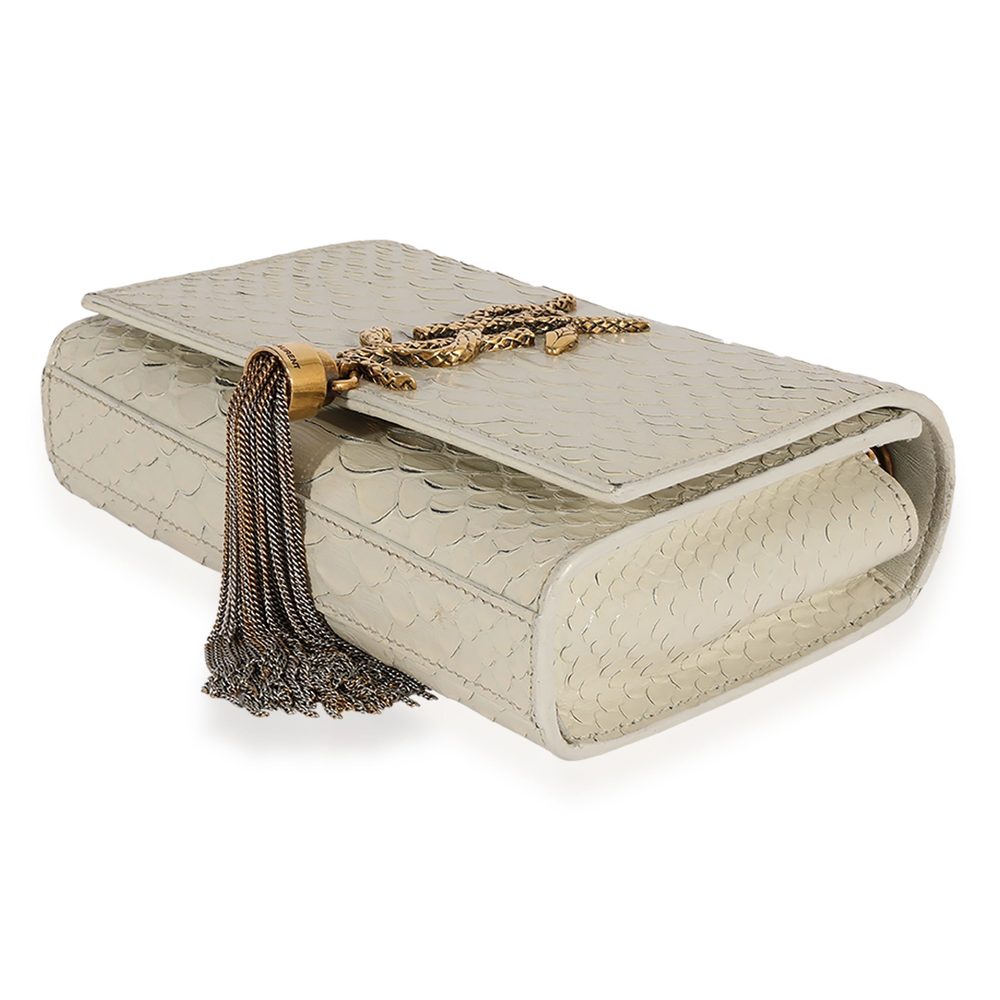 Saint Laurent Off-White Python-Embossed Small Kat… - image 7